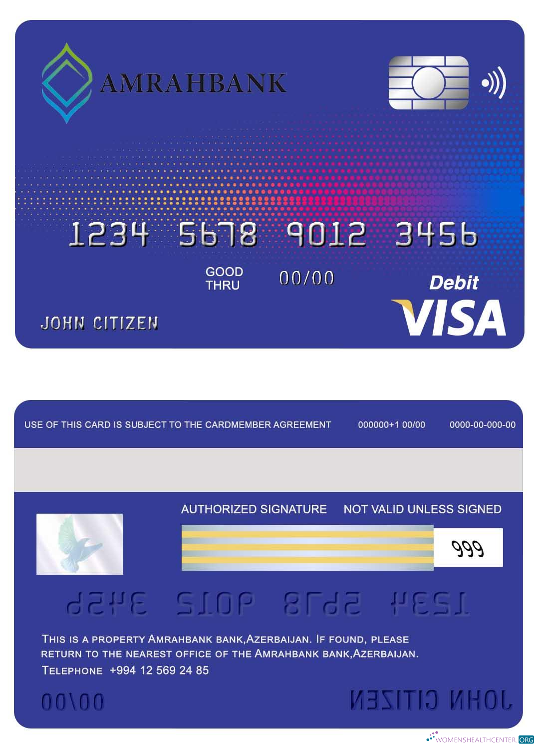 Download Azerbaijan Amrahbank visa card Photoshop template